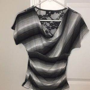 Iz Byer Striped Cowl Neck Top Size Small